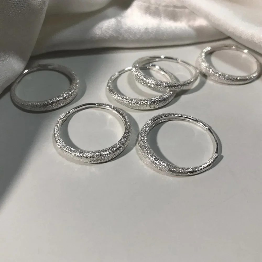 #NEW 925 Sterling Silver Round Shiny Hoop Earrings